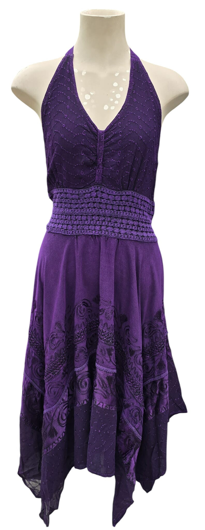 Boho Embroidered Halter Dress 389